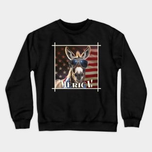 Funny Patriotic Donkey MERICA! Happy Birthday America! Crewneck Sweatshirt